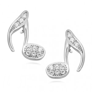 Cercei argint nota muzicala cu pietre DiAmanti Z1105E-DIA (Argint 925‰ 1,2 g.)